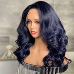Simidola 13x4 Transparent Lace Dark Silver Blue Loose Wave Front Wig