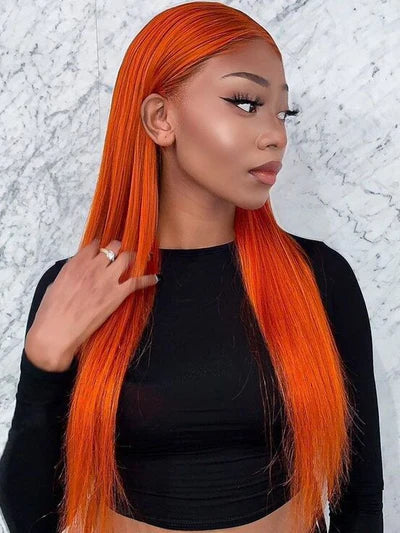 Simidola Pumpkin Orange Straight Hair Lace Front Wig