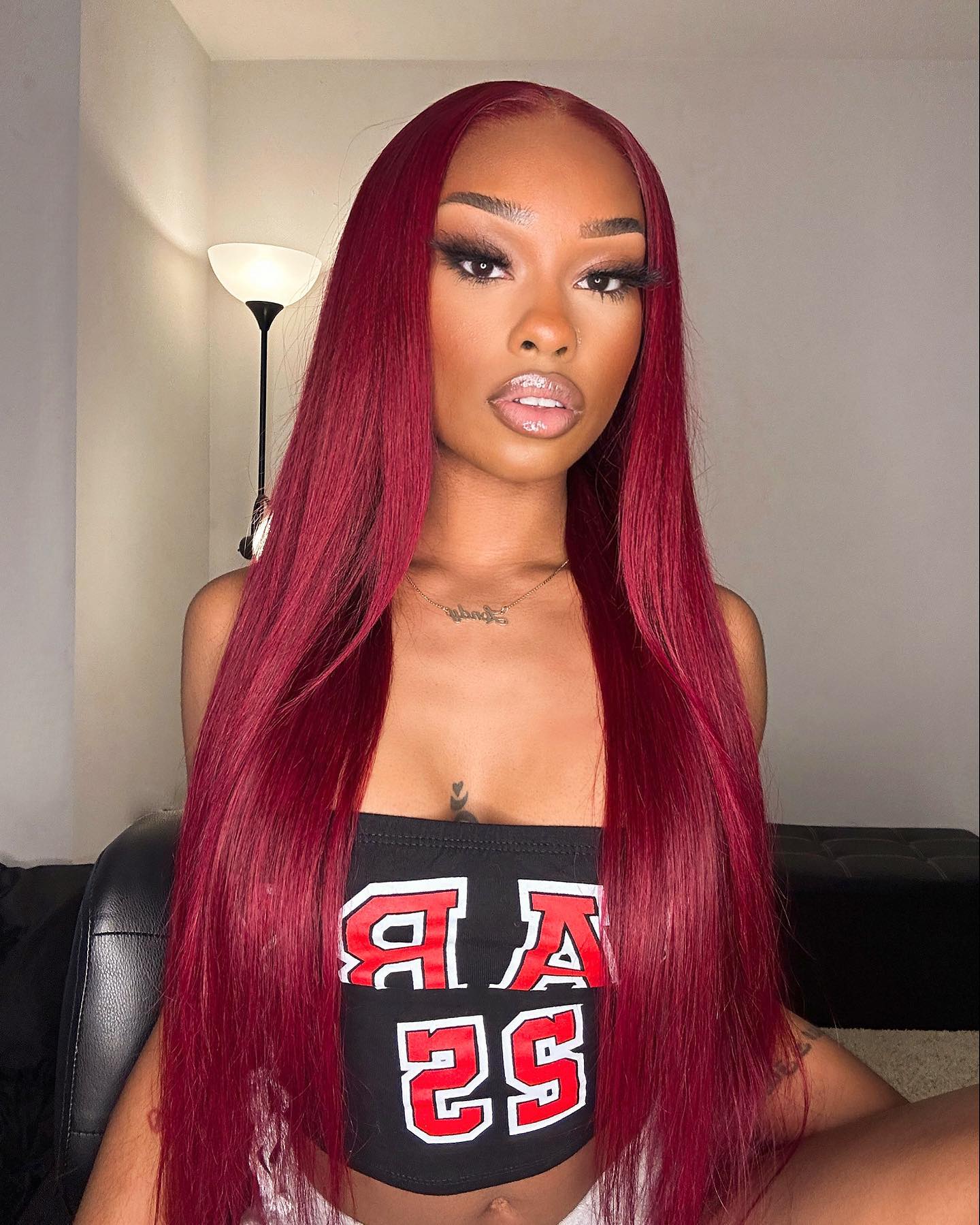 Simidola 99J Straight Burgundy Front Wig