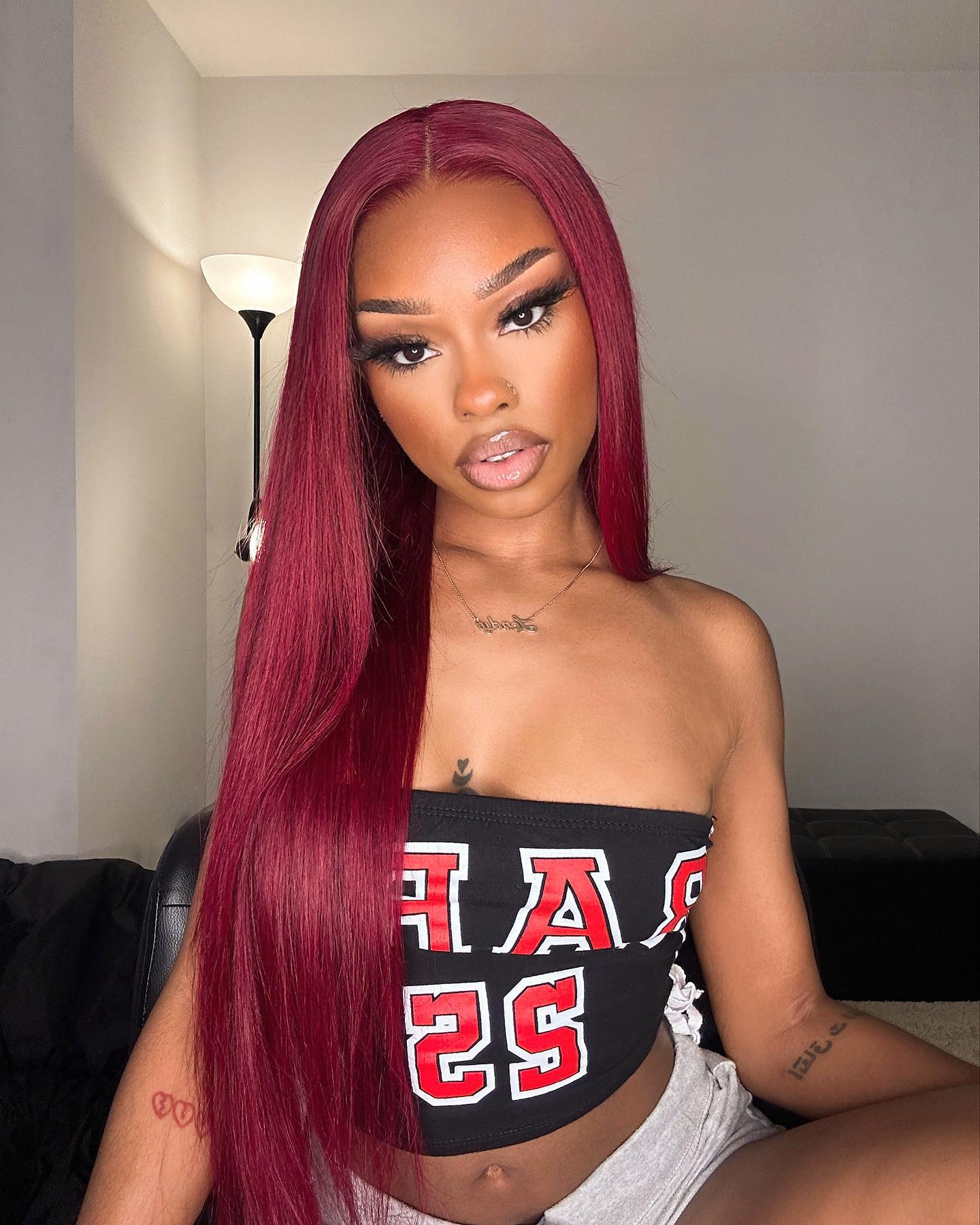 Simidola 99J Straight Burgundy Front Wig