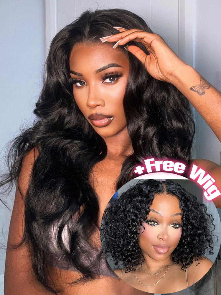Buy 1 Get 1 Free | Simidola Wear & Go Glueless 9x6 Body Wave Wig & Free 14 Inch 7x5 Wear Go Water Wave Wig