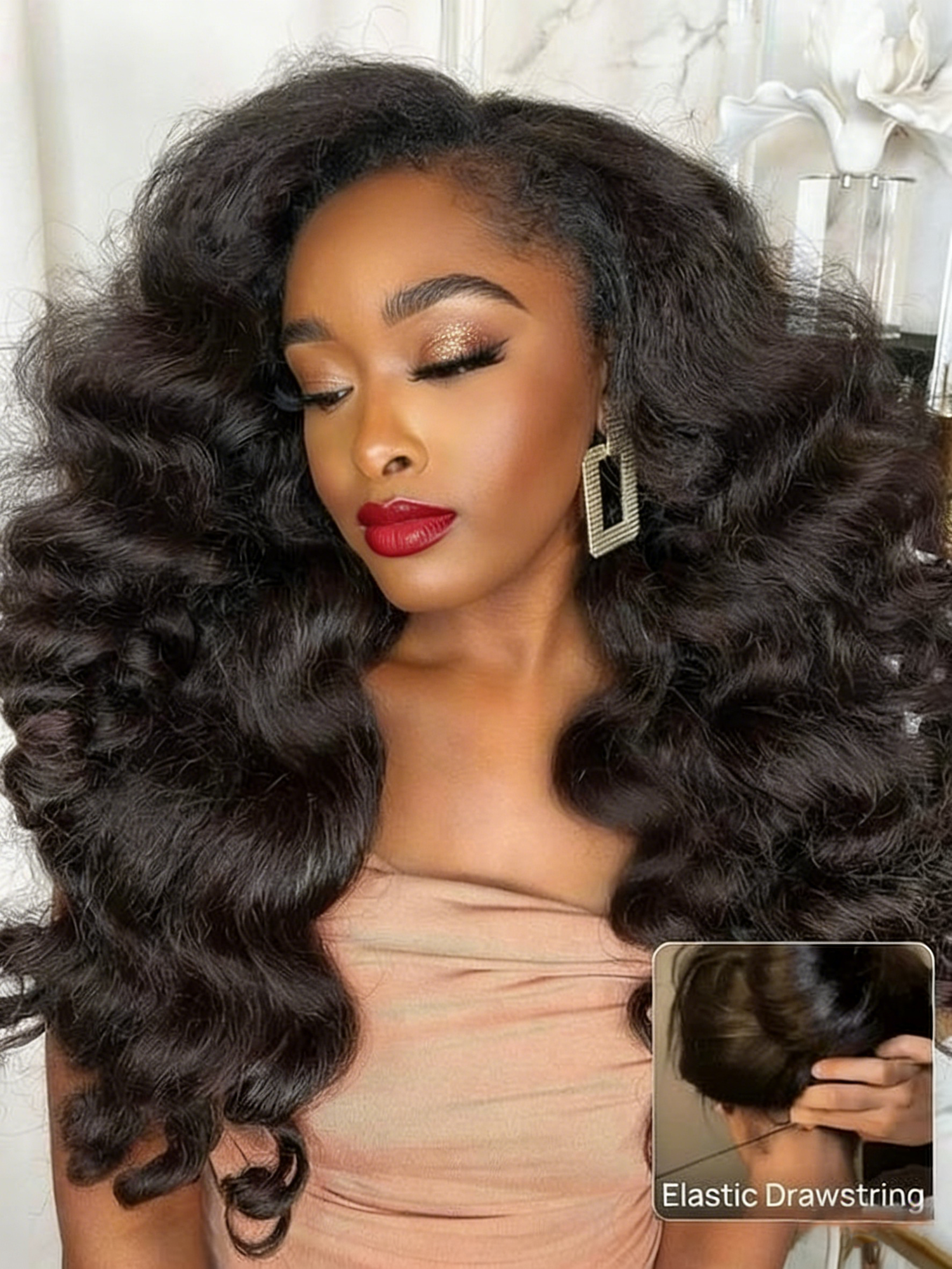 Simidola Pre-Styled Layered Cut Kinky Straight Glueless Wig Bleached Knots 13x4 13x6 HD Lace Front Wear Go Wig With Flexible Fit Drawstring