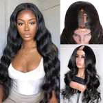 Simidola U Part Body Wave Natural Black Color Human Hair Wig
