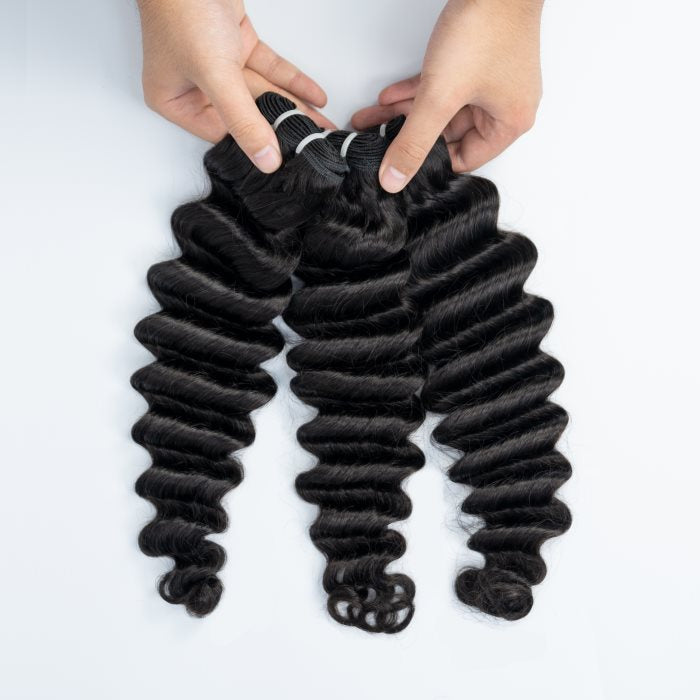 Simidola 3Pcs Hollywood Wave Bundles with 4x4 Loose Deep Closure 10A Grade 100% Human Virgin Hair