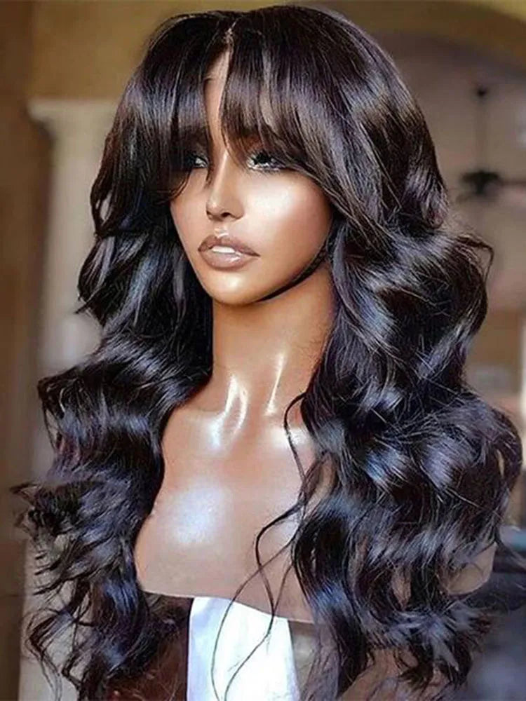 Simidola Gorgeous 4x4 Lace Glueless 200% Body Wave Wig With Curtain Bangs