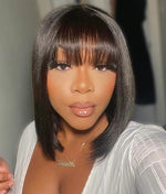 Simidola 4x4 Transparent/HD Lace Yaki Straight Bob Wig With Bangs