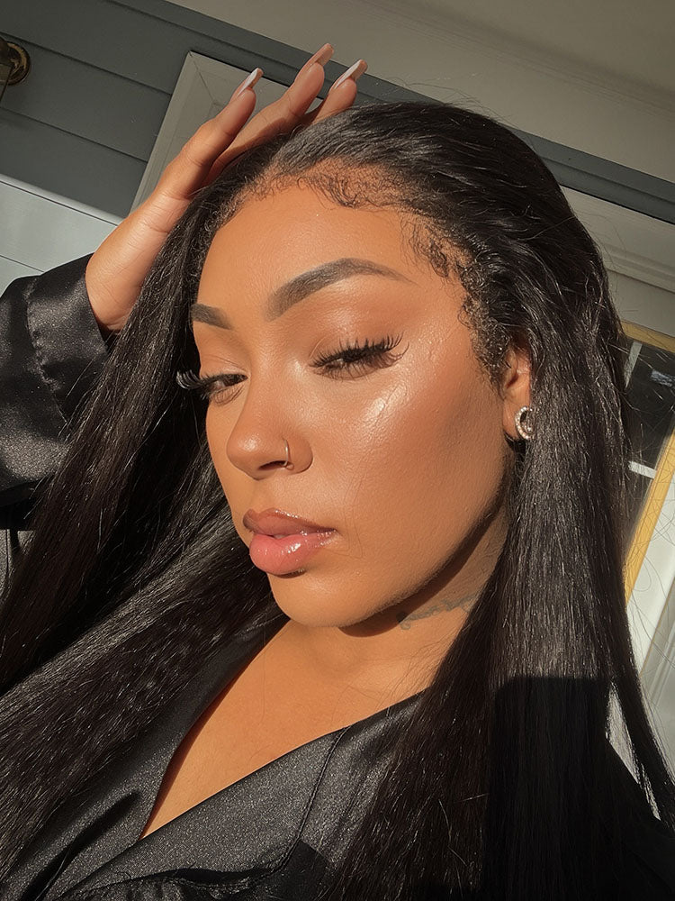 @iamjaymonique Same Type 4C Kinky Edges Human Hair Wigs Kinky Straight 13x4 Lace Frontal Wig With Realistic Hairline