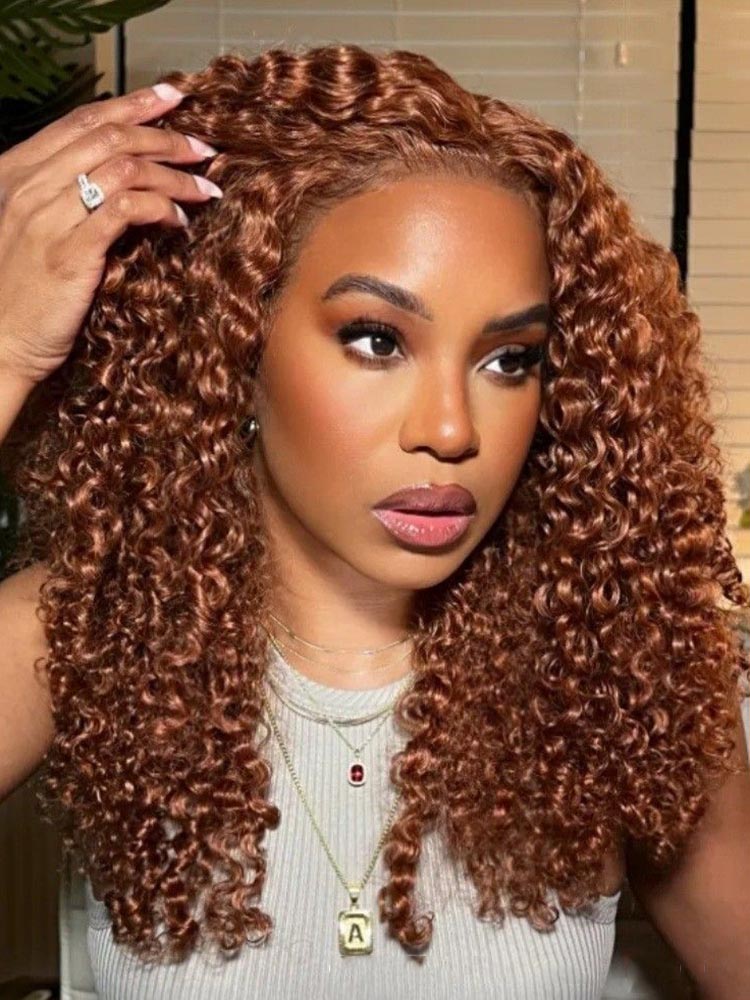 Simidola Ginger Brown Kinky Curly Human Hair Wigs