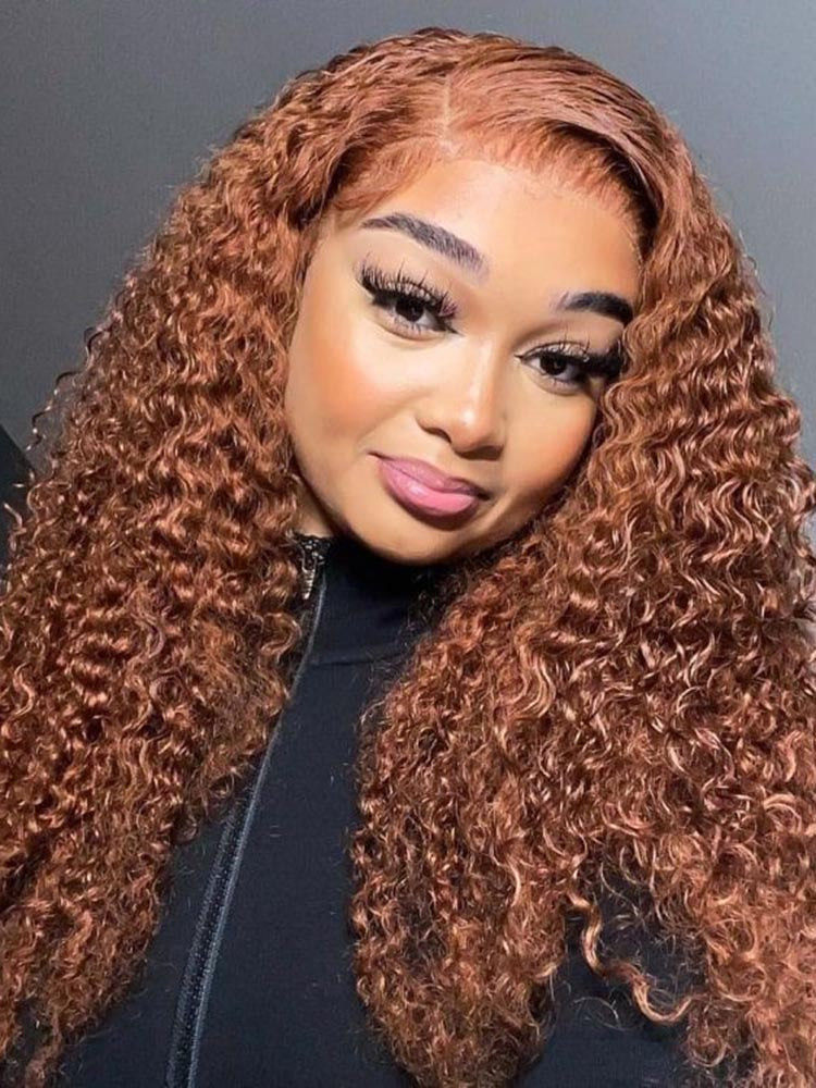 Simidola Ginger Brown Kinky Curly Human Hair Wigs