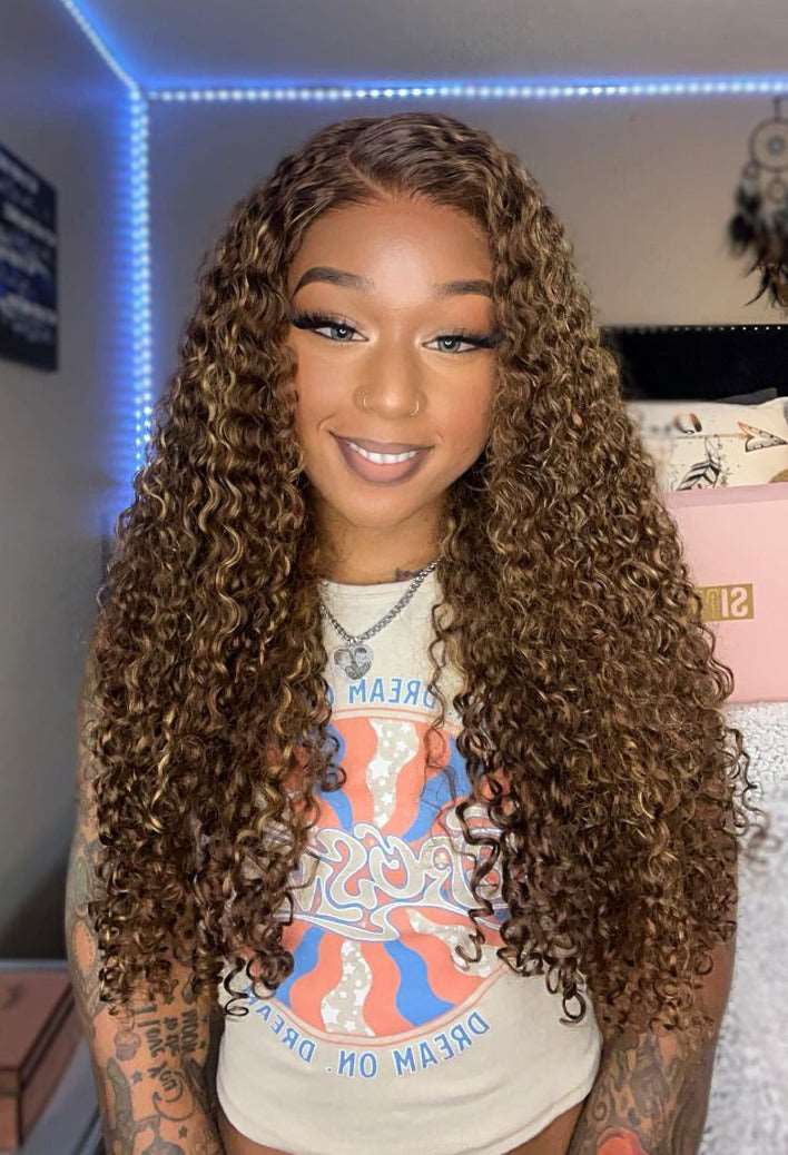 @lovelydream26 Same 26 inches Highlight Brown Deep Curly Wig