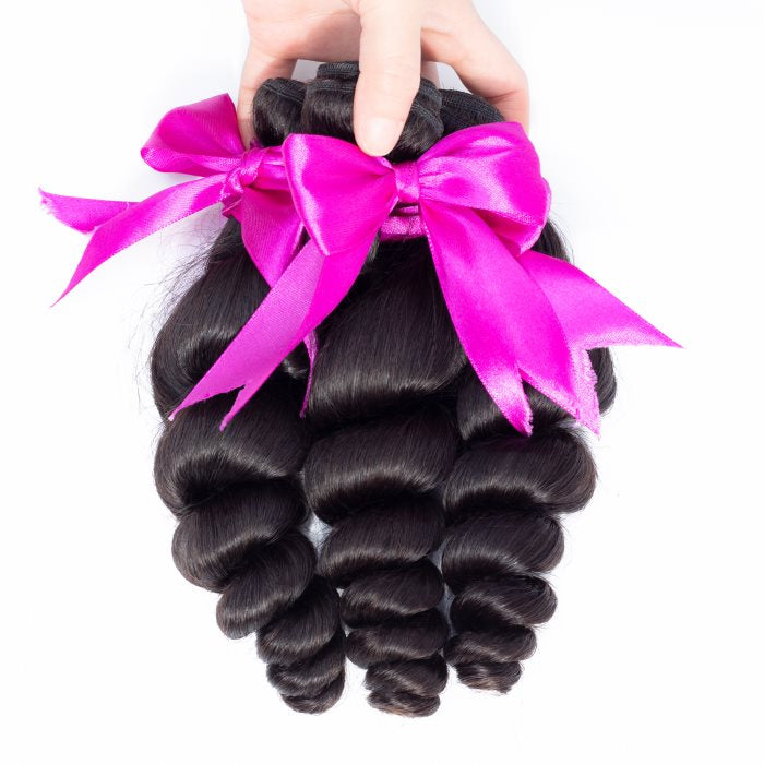 Simidola 3Pcs Loose Wave Bundles with 13x4 Frontal 10A Grade 100% Human Virgin Hair
