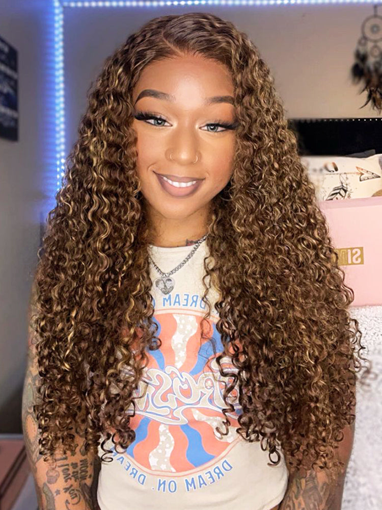 Pre-Plucked | Simidola Highlight Brown Wear Go 4x6 Lace Kinky Curly Wig