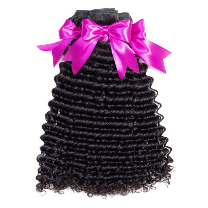 Simidola 3Pcs Deep Wave Bundles with 13x4 Frontal 10A Grade 100% Human Virgin Hair
