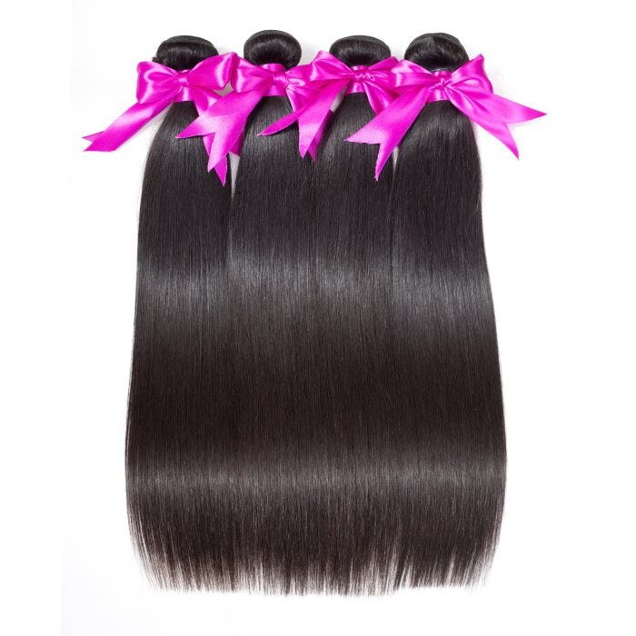 Simidola 3Pcs Straight Bundles with 4x4 Closure 10A Grade 100% Human Virgin Hair