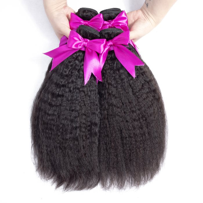 Simidola 4Pcs 10A Kinky Straight Best Virgin Human Hair Bundles