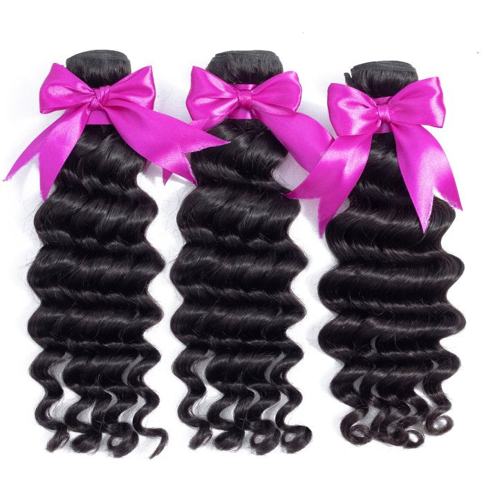 Simidola 3Pcs Loose Deep Wave Bundles with 4x4 Loose Deep Closure 10A Grade 100% Human Virgin Hair