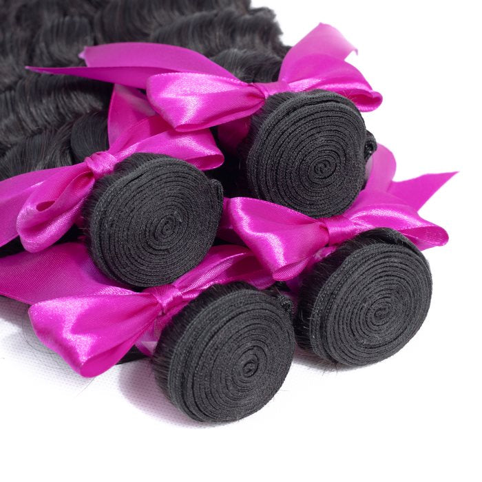 Simidola 3Pcs Loose Deep Wave Bundles with 13x4 Frontal 10A Grade 100% Human Virgin Hair