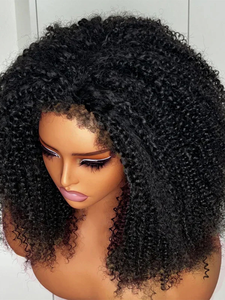 Simidola Glueless Curly Edges Afro Curly Drawstring Half Wig Invisible Hairline Flip Over Wig