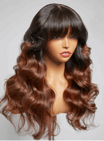 Simidola Glueless 5x5 HD Lace Letitia Graceful Chestnut Brown Ombre Body Wave Closure Wig With Blunt Bangs | Limited Design