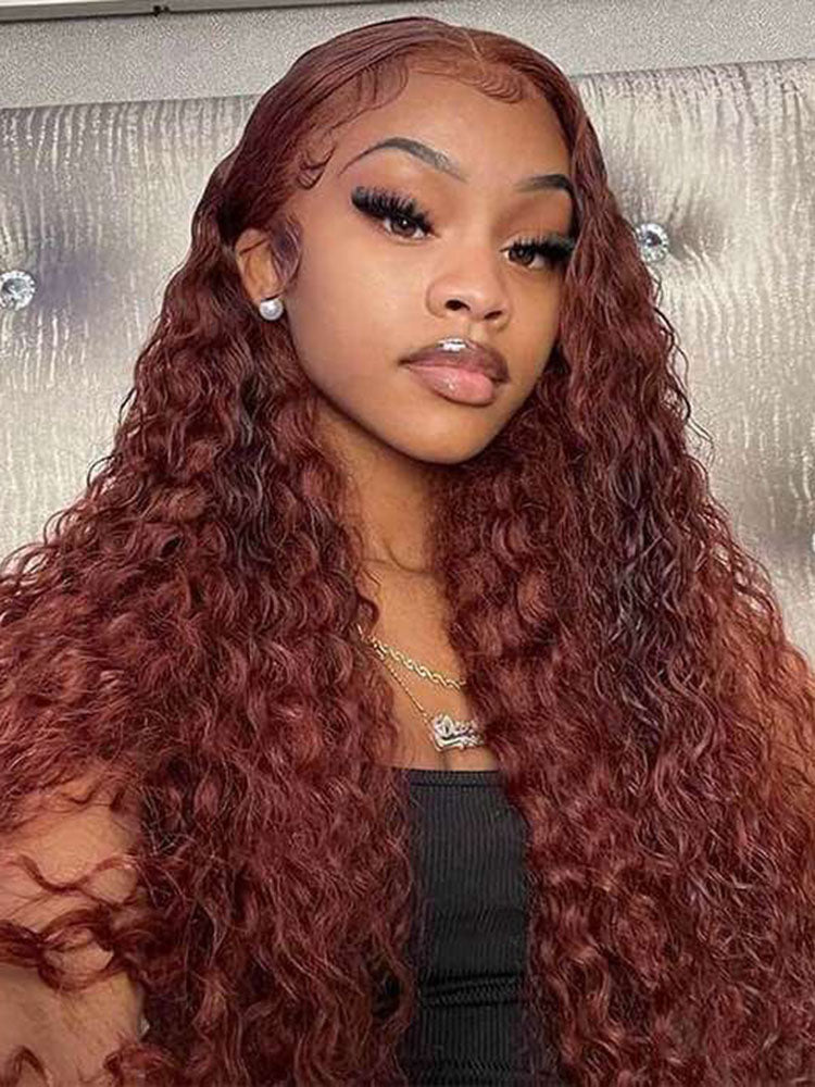 Simidola Reddish Brown Color 7x5 Lace Water Wave Wear Go Glueless Wig Pre Plucked Natural Hairline