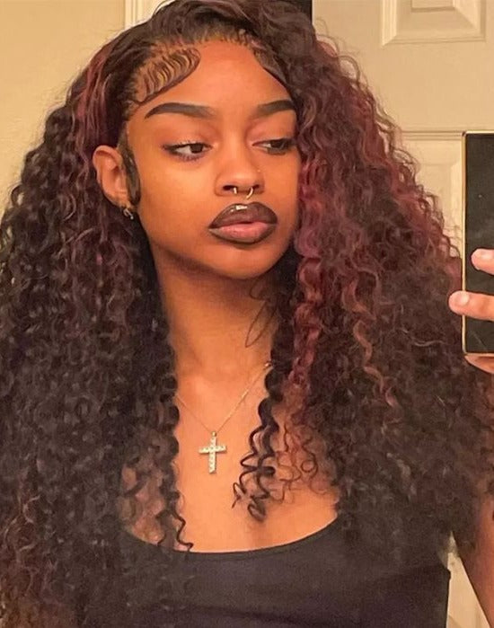 Simidola Valeria Violet Tails Highlight Deep Wave Front Wig
