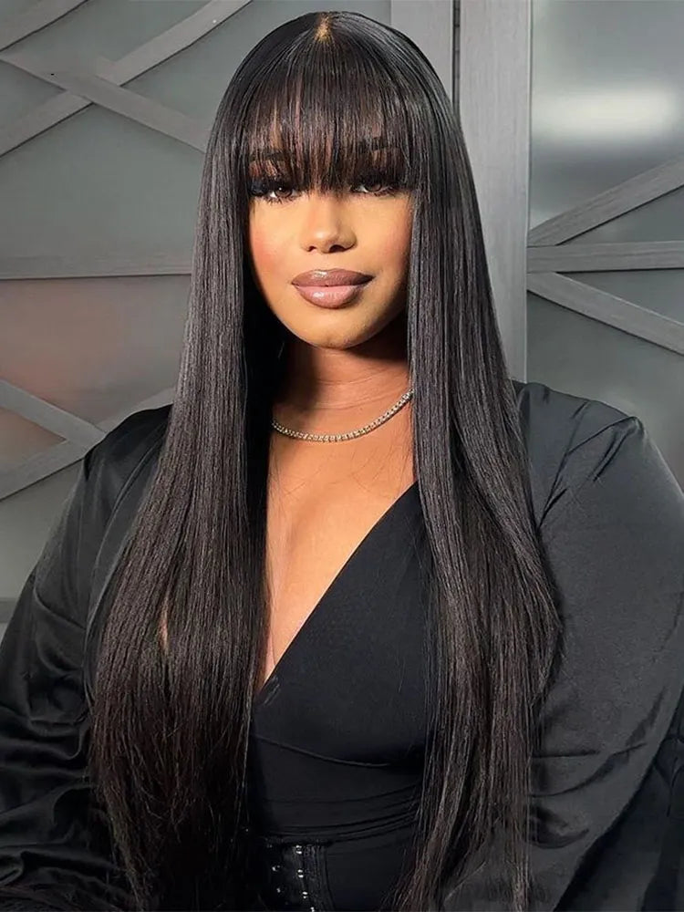 Simidola Undetectable 5x5 Lace Yaki Straight Ultra Natural Wig With Bangs