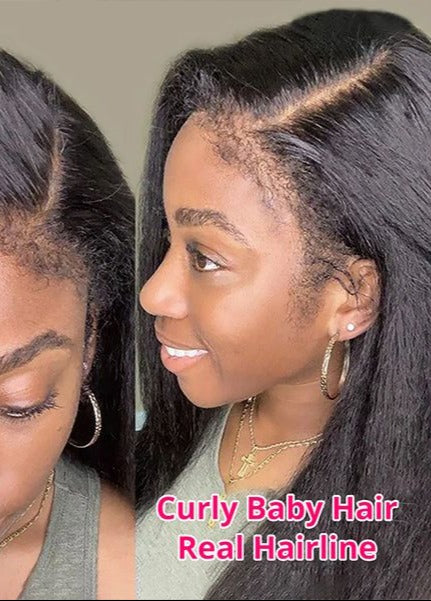 @claraakpe Same Type 4C Kinky Edges Human Hair Wigs Kinky Straight 13x4 Lace Frontal Wig With Realistic Hairline