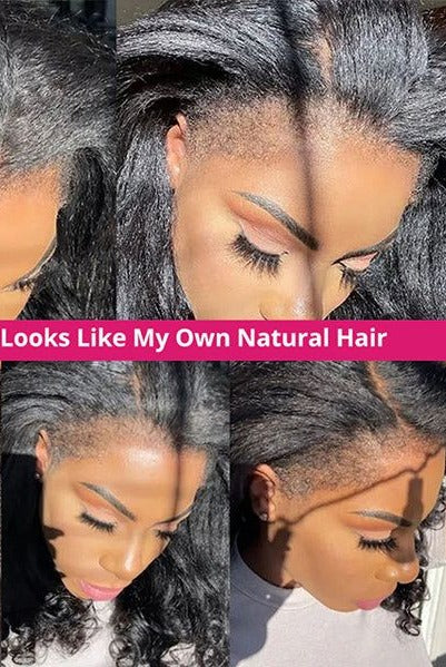 @kokofountaine Same 26inch Type 4C Kinky Edges Human Hair Wigs Kinky Straight 13x4 Lace Frontal Wig