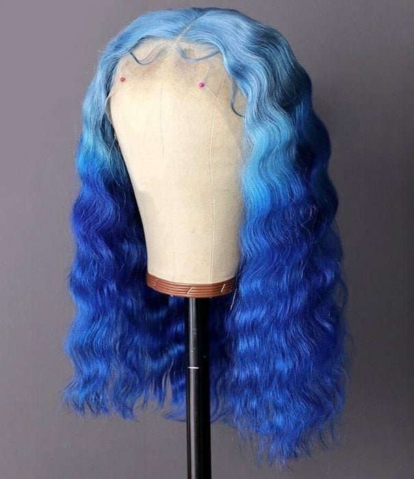 Simidola Ombre Icy Blue Color Bob Straight Hair Wig