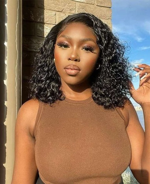 Simidola 5x5 Lace Closure Deep Curly Short Bob Wig
