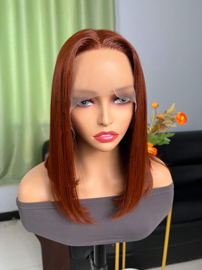 Simidola Dark Copper Red Straight Frontal Bob Wig