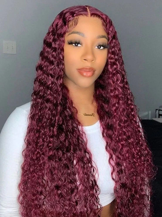 Simidola 99J Color 7x5 Lace Water Wave Wear Go Glueless Wig Pre Plucked Natural Hairline