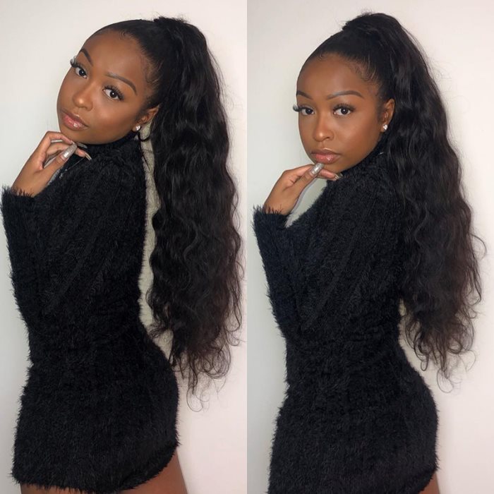 Simidola Wrap-around Ponytail Extension Hair Body Wave Ponytail With Clip In 100% Human Hair
