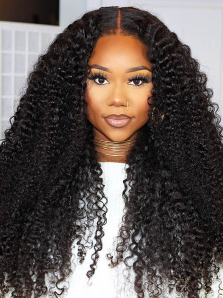 Simidola Pre-Bleached Knots Kinky Curly 13x4 13x6 HD Lace  Human Hair Wear Go Glueless Wig With Elastic Drawstring