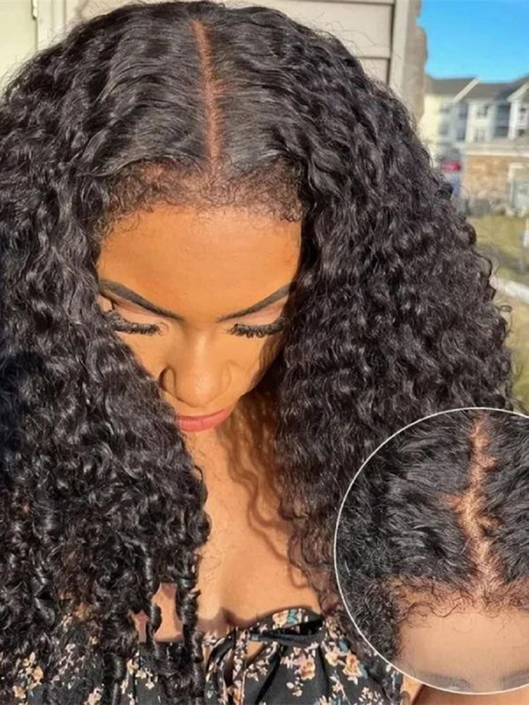 Limited Flash Sale |Type 4C Kinky Edges Human Hair Wigs Kinky Curly 13x4 Lace Frontal Wig With Realistic Hairline