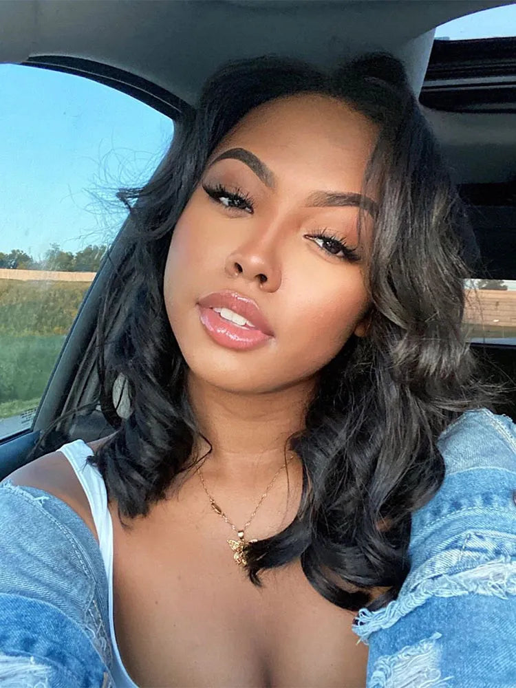 Simidola 5x5 Feather Bangs Body Wave Lace Front Wig