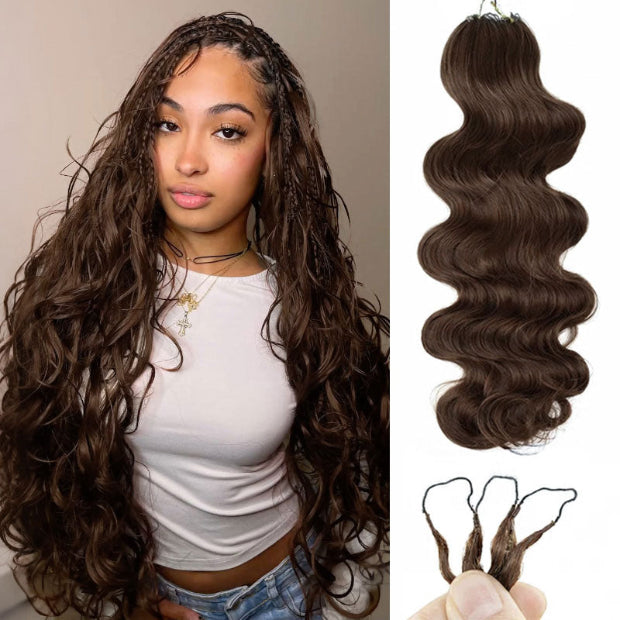 Body Wave Crochet Braid Hair Chocolate Brown Color Feather Soft Mermaid Braids Crochet Human Hair Extensions Pre-Separated For Miracle Knots
