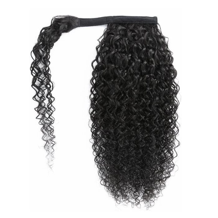 Simidola Wrap-around Magic Velcro Ponytail Extension Hair Water Wave Ponytail With Clip In 100% Human Hair