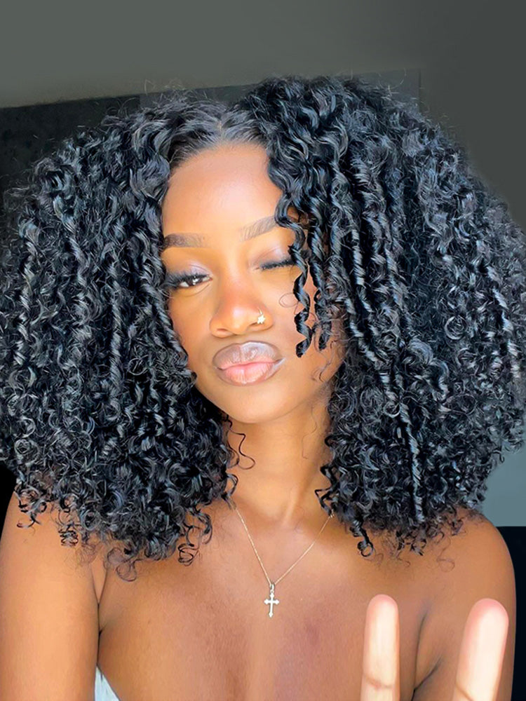 Pre-Style 250% Density Curly Glueless Wigs Ready To Go 7x5 Pre-Cut HD Lace Wig Pre-Plucked