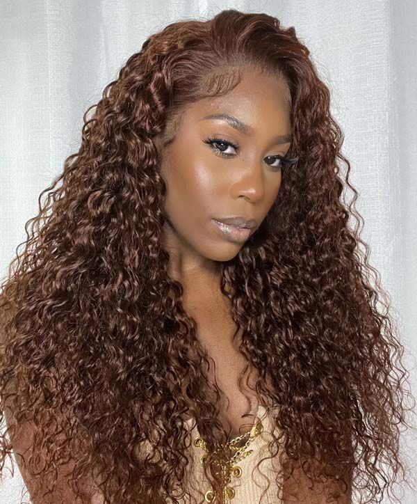Simidola 4x4/13x4 Lace Chocolate Brown Long kinky Curly Wig