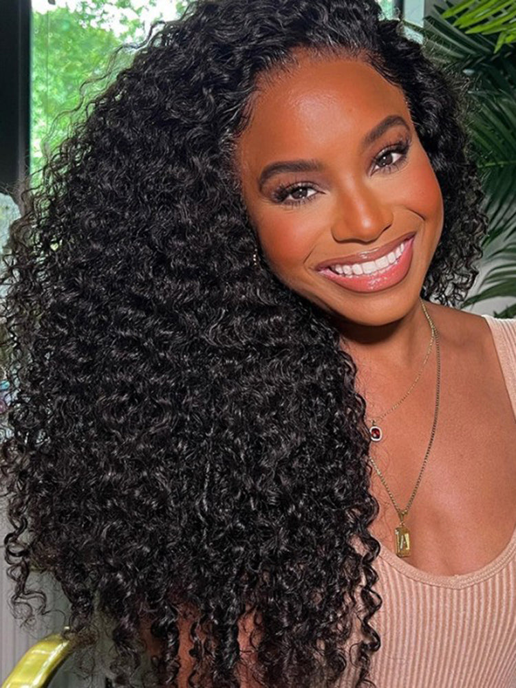 Simidola Pre-Bleached Knots Kinky Curly 13x4 13x6 HD Lace  Human Hair Wear Go Glueless Wig With Elastic Drawstring