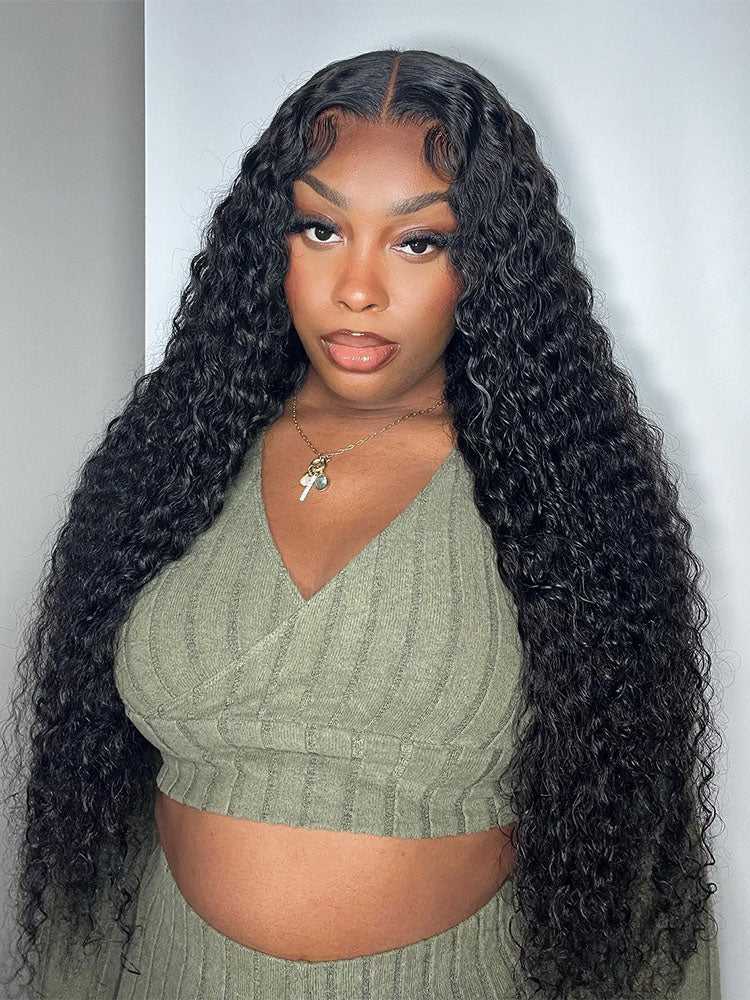 Simidola Pre-Bleached Knots Deep Wave 13x4 13x6 HD Lace Human Hair Wear Go Glueless Wig With Elastic Drawstring
