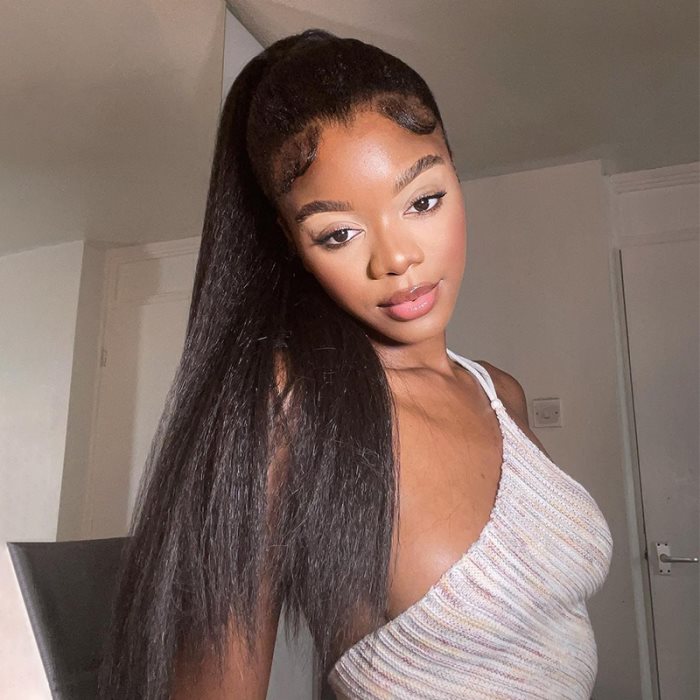 Simidola Wrap-around Magic Velcro Ponytail Extension Hair Kinky Straight Ponytail With Clip In 100% Human Hair
