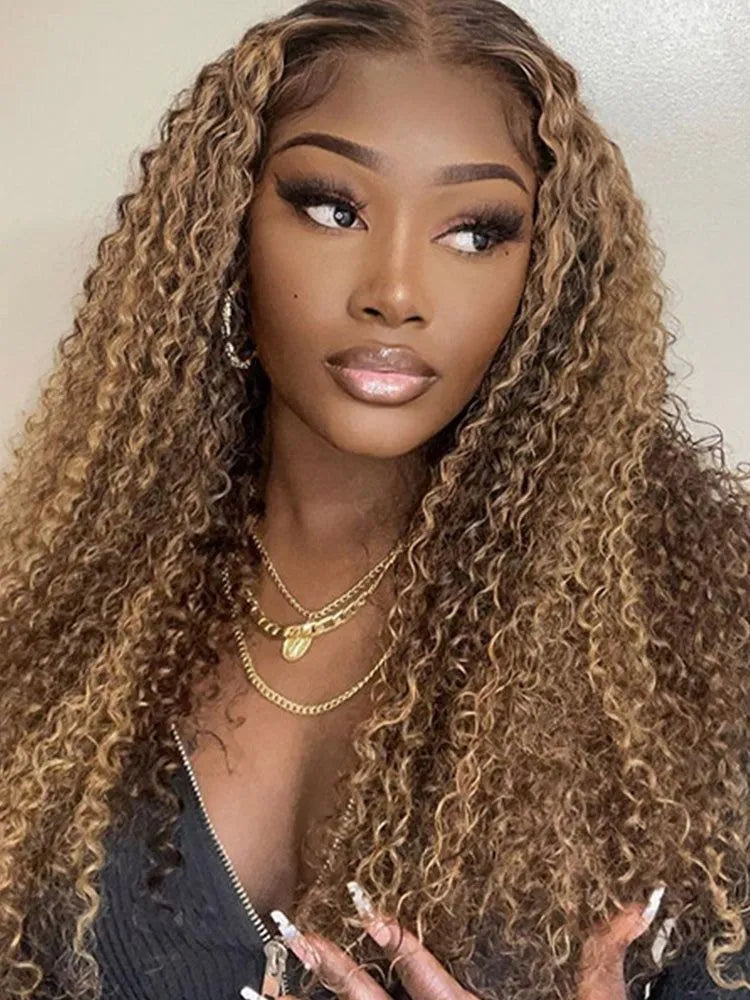 Simidola Highlight Brown Kinky Culry Lace Frontal Wig