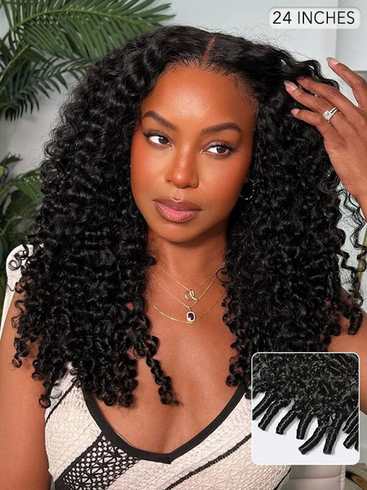 Simidola Raw Burmese Curly 7x5 9x6 Lace Human Hair Wear Go Wig With Elastic Drawstring Seamless Flip Over Wig for Beginners