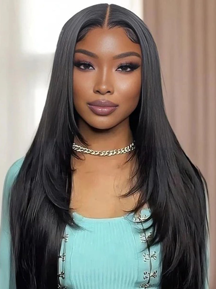 Simidola Yaki Straight Layered Cut 9x6 T Part Lace Wear Go Wig Natural Black Deep Part Lace Glueless Wig