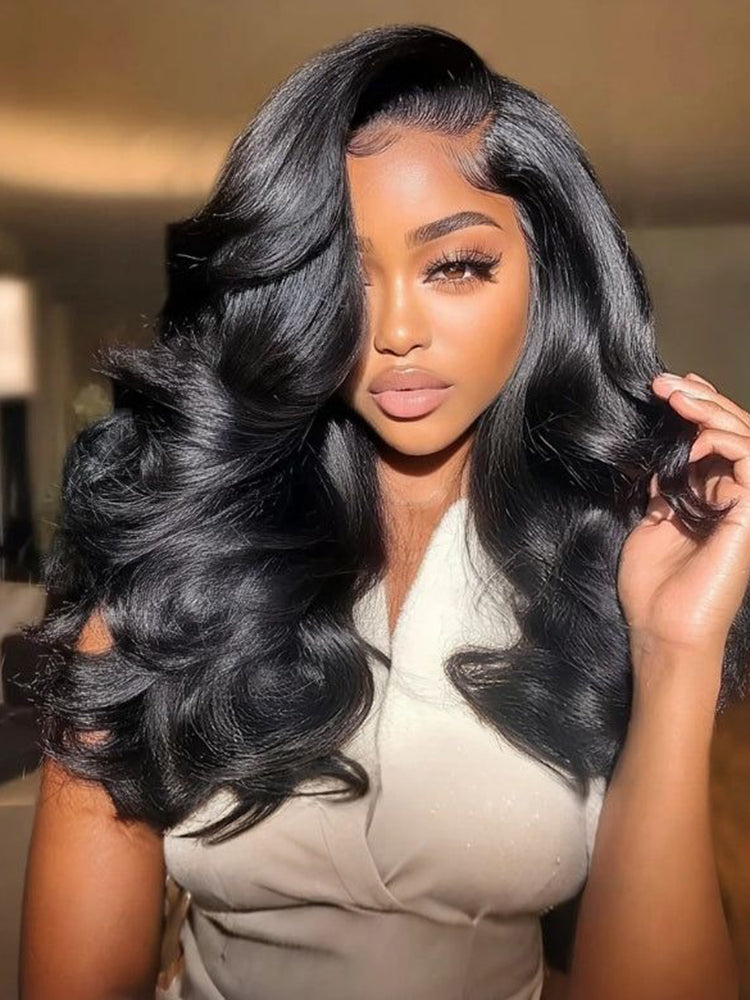 Simidola Glueless Body Wave 3 In 1 Half Wig Drawstring Band Wear Go Wig Invisible Hairline