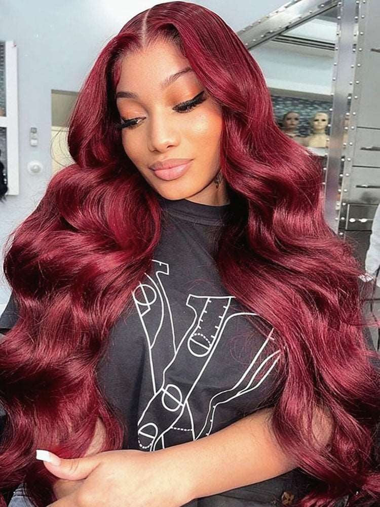 Simidola 99J Color 7x5 Lace Body Wave Wear Go Glueless Wig Pre Plucked Natural Hairline