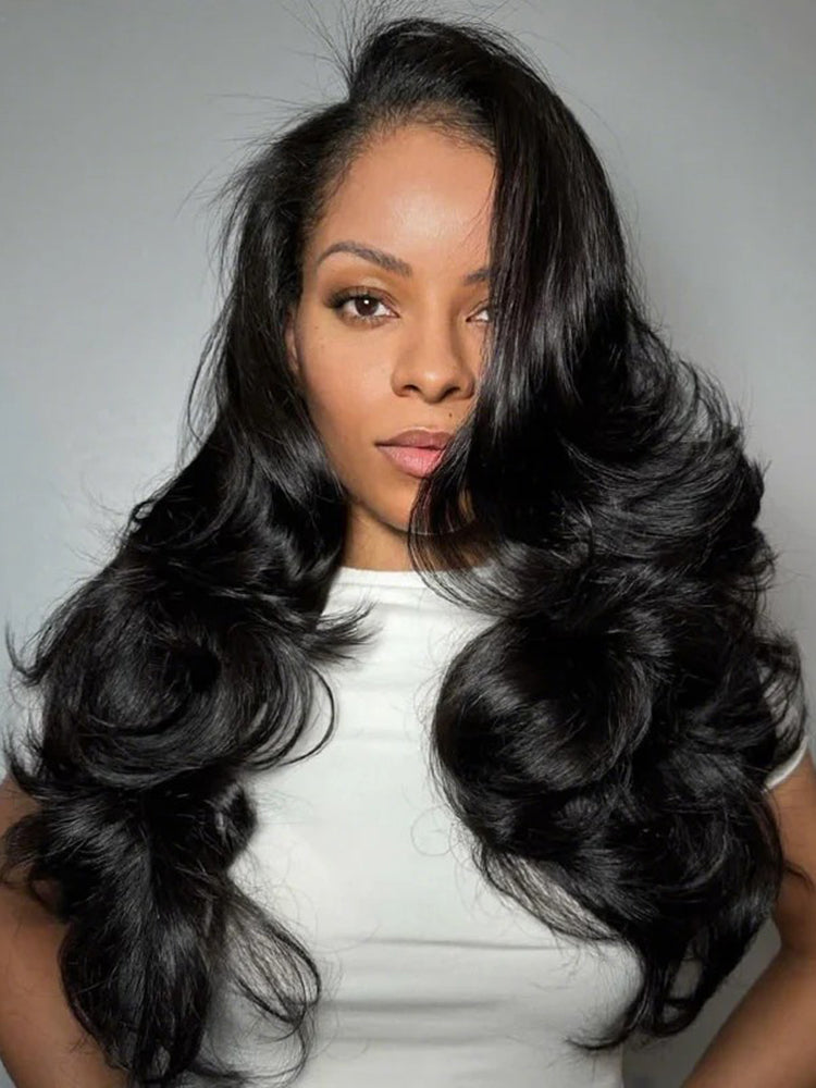 Simidola Glueless New In Pre-Styled Butterfly Cut Layered U Part Wig Natural Black Human Hair Yaki Straight Wigs