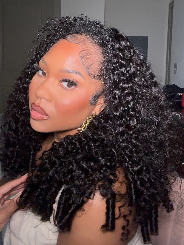 Simidola Raw Burmese Curly Human Hair Wear Go Wig With Elastic Drawstring Seamless Flip Over Wig for Beginners